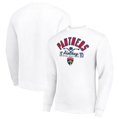 Florida Panthers Starter Stick And Puck Logo Fleece Pullover Sweatshirt - White | US 202215837