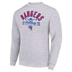 New York Rangers Starter Stick And Puck Logo Fleece Pullover Sweatshirt - Heather Gray | US 202215838