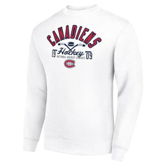 Montreal Canadiens Starter Stick And Puck Logo Fleece Pullover Sweatshirt - White | US 202215843