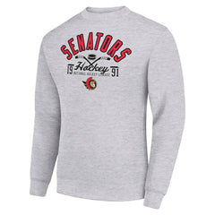 Ottawa Senators Starter Stick And Puck Logo Fleece Pullover Sweatshirt - Heather Gray | US 202215844