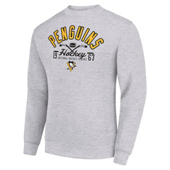 Pittsburgh Penguins Starter Stick And Puck Logo Fleece Pullover Sweatshirt - Heather Gray | US 202215845