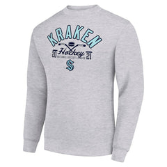 Seattle Kraken Starter Stick And Puck Logo Fleece Pullover Sweatshirt - Heather Gray | US 202215850