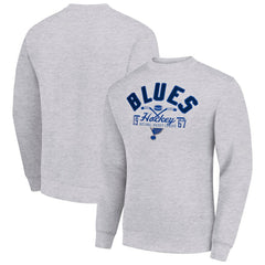 St. Louis Blues Starter Stick And Puck Logo Fleece Pullover Sweatshirt - Heather Gray | US 202215854
