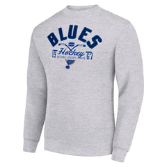 St. Louis Blues Starter Stick And Puck Logo Fleece Pullover Sweatshirt - Heather Gray | US 202215854