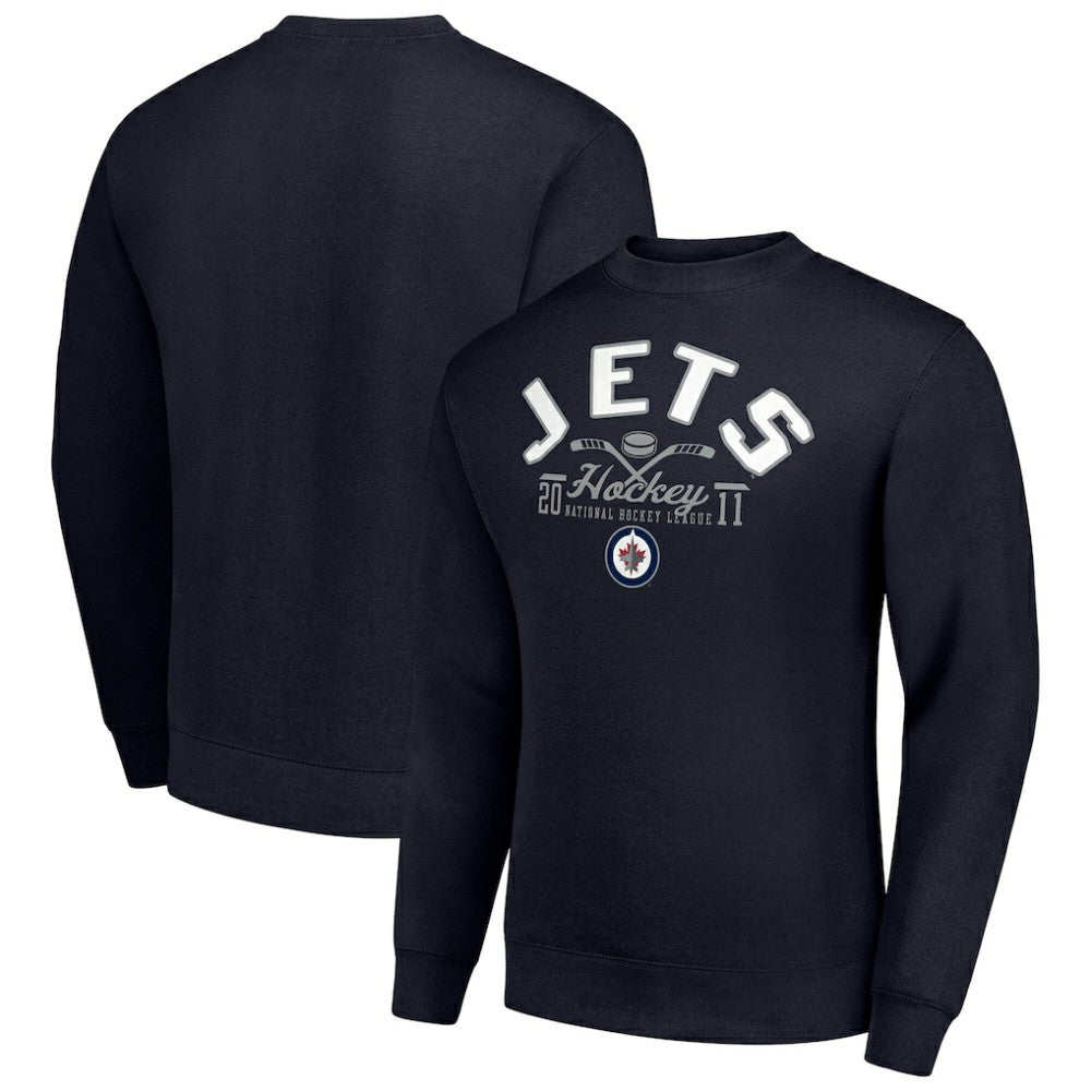 Winnipeg Jets Starter Stick And Puck Logo Fleece Pullover Sweatshirt - Navy | US 202215884