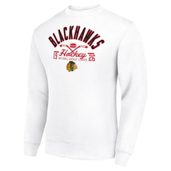 Chicago Blackhawks Starter Stick And Puck Logo Fleece Pullover Sweatshirt - White | US 202215892