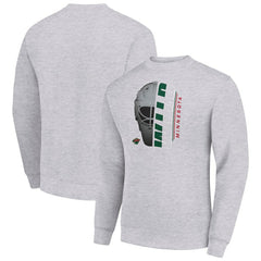 Minnesota Wild Starter Half Helmet Team Logo Pullover Sweatshirt - Heather Gray | US 202216033
