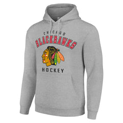 Chicago Blackhawks Starter Logo Pullover Hoodie - Heather Gray | US 202216325