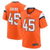 Nate Adkins Denver Broncos Team Game Jersey - Orange Jerseys