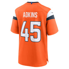Nate Adkins Denver Broncos Team Game Jersey - Orange Jerseys