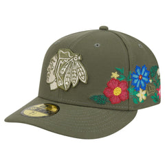 Chicago Blackhawks New Era Tonal Florals 59FIFTY Fitted Hat - Olive | US 202223632