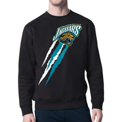 Jacksonville Jaguars Starter Retro Team Logo Color Scratch Pullover Sweatshirt - Black Pullover