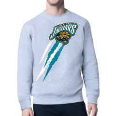 Jacksonville Jaguars Starter Retro Team Logo Color Scratch Pullover Sweatshirt - Heather Gray Pullover