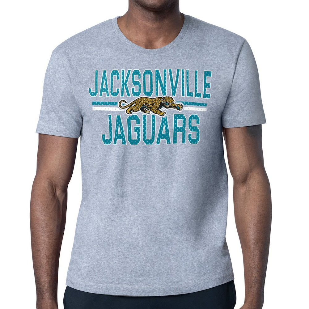 Jacksonville Jaguars Starter Mesh Look Retro Team Logo T-Shirt - Heather Gray T-shirts