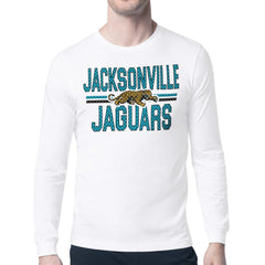 Jacksonville Jaguars Starter Mesh Look Retro Team Logo Long Sleeve T-Shirt - White T-shirts