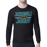 Jacksonville Jaguars Starter Mesh Look Retro Team Logo Long Sleeve T-Shirt - Black T-shirts