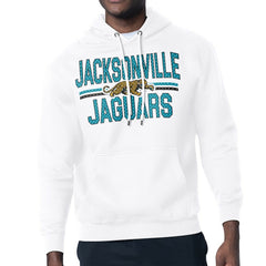 Jacksonville Jaguars Starter Mesh Look Retro Team Logo Pullover Hoodie - White Hoodies
