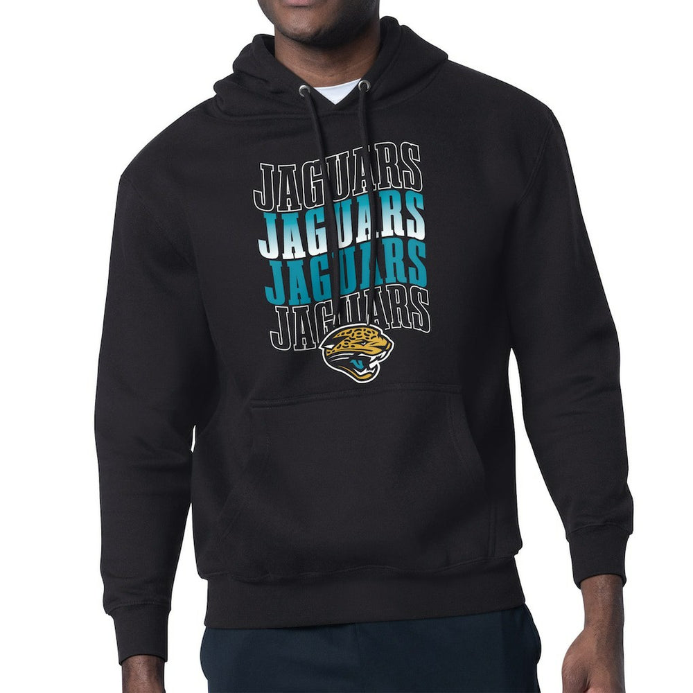 Jacksonville Jaguars Starter Repeat Wordmark Retro Team Logo Pullover Hoodie - Black Hoodies