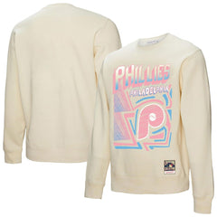 Philadelphia Phillies Mitchell & Ness Sidewalk Sketch Pullover Sweatshirt - Cream Pullover