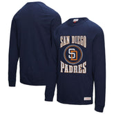 San Diego Padres Mitchell & Ness Arched Logo Slub Long Sleeve T-Shirt - Navy T-shirts