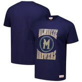 Milwaukee Brewers Mitchell & Ness Arched Logo Slub T-Shirt - Navy T-shirts