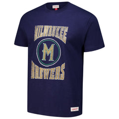 Milwaukee Brewers Mitchell & Ness Arched Logo Slub T-Shirt - Navy T-shirts