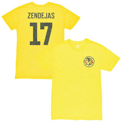Alejandro Zendejas Club America 1863FC Vintage Player Name & Number Tri-blend T-Shirt Yellow