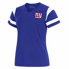 New York Giants Antigua Women's Encounter Short Sleeve Notch Neck Top - Royal Tops