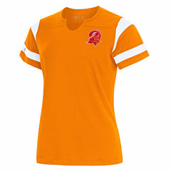Tampa Bay Buccaneers Antigua Women's Encounter Short Sleeve Notch Neck Top - Orange Tops