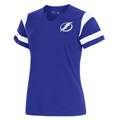 Tampa Bay Lightning Antigua Women's Encounter Short Sleeve Notch Neck Top - Royal | US 202229506