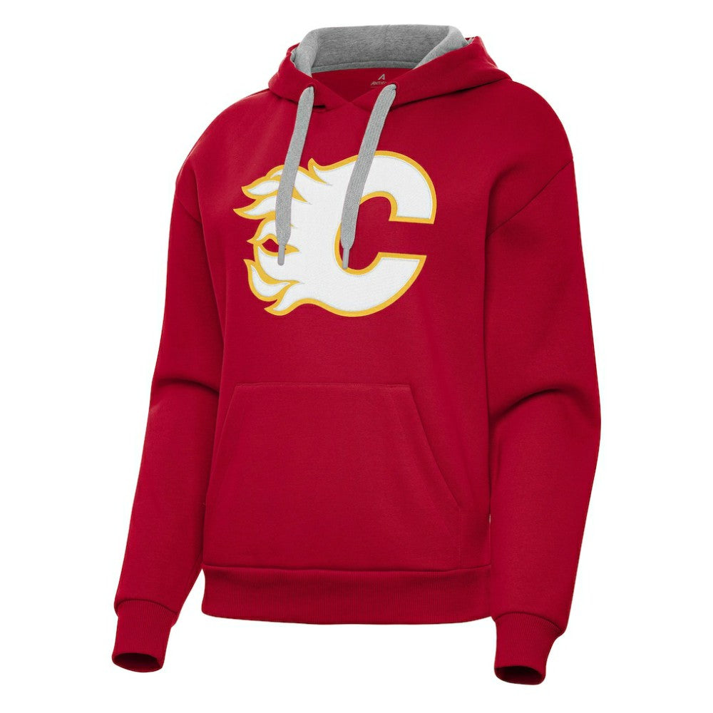 Calgary Flames Antigua Women's Victory Pullover Hoodie - Red | US 202233397