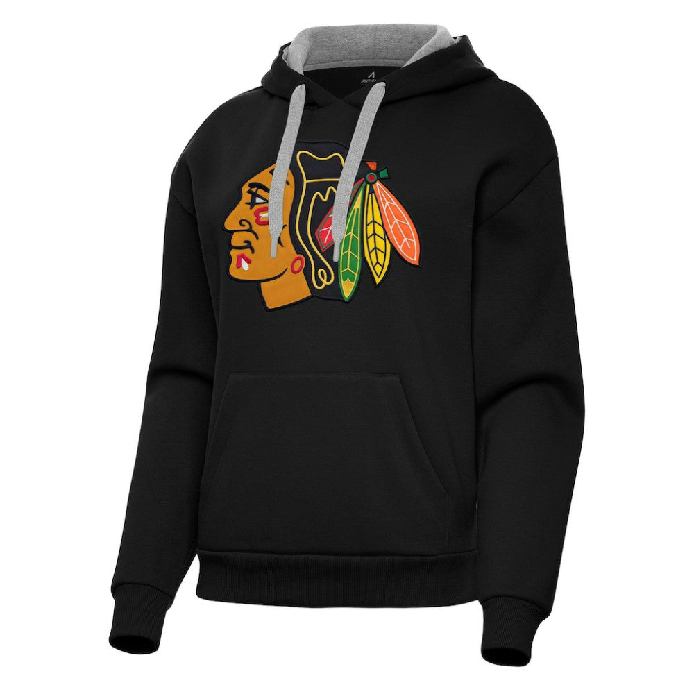 Chicago Blackhawks Antigua Women's Victory Pullover Hoodie - Black | US 202233402