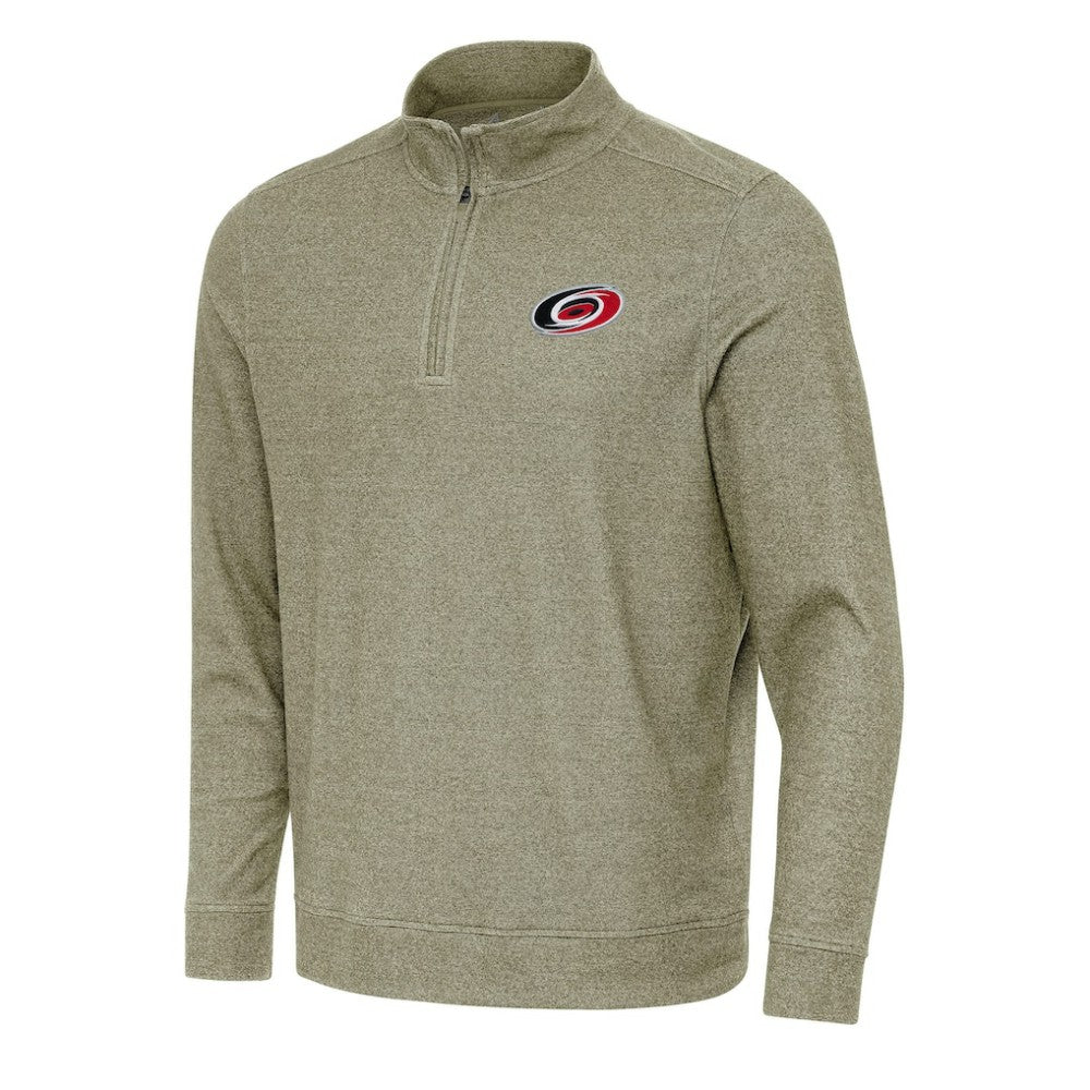 Carolina Hurricanes Antigua Subtle Quarter-Zip Sweatshirt - Olive | US 202233941