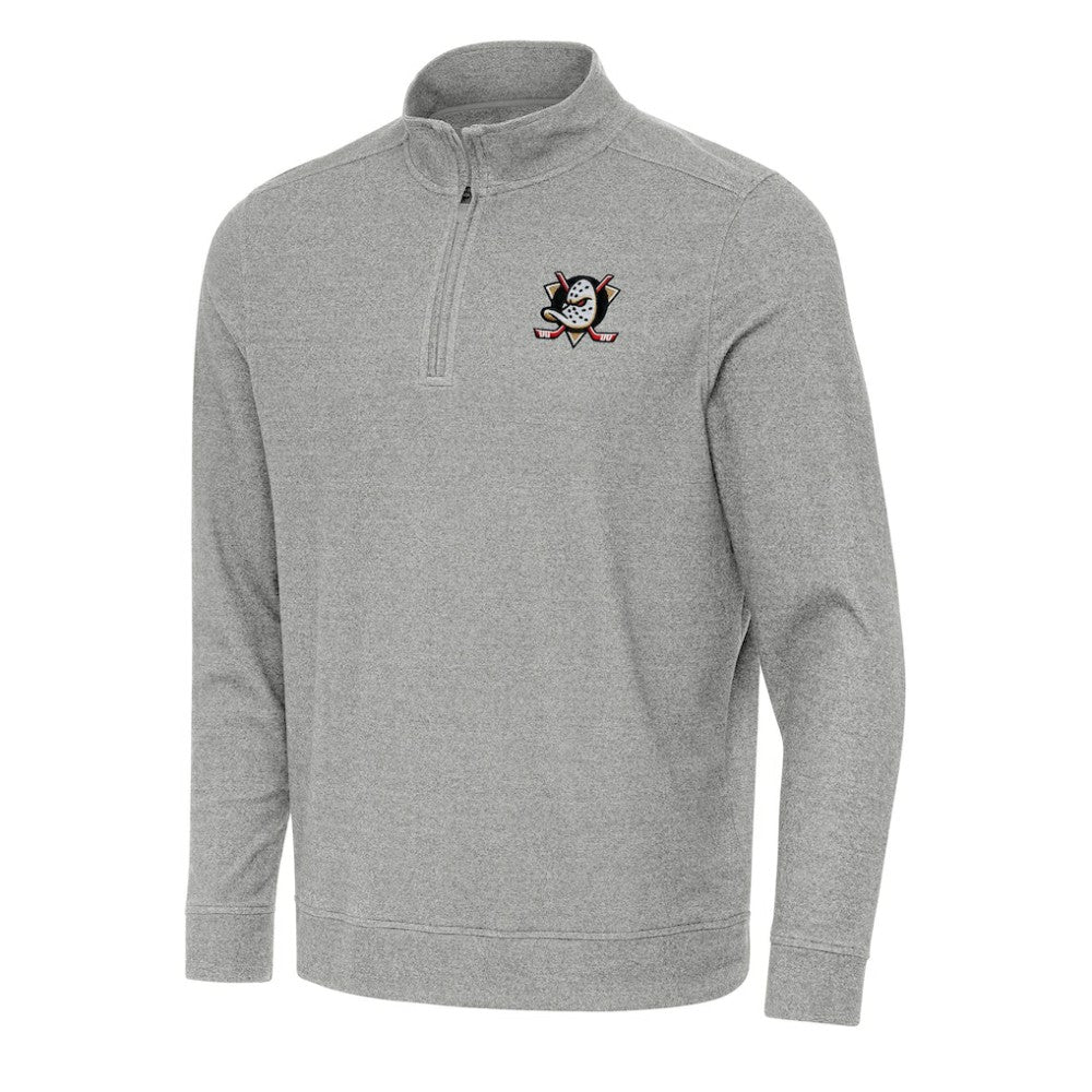 Anaheim Ducks Antigua Subtle Quarter-Zip Sweatshirt - Heather Gray | US 202233952