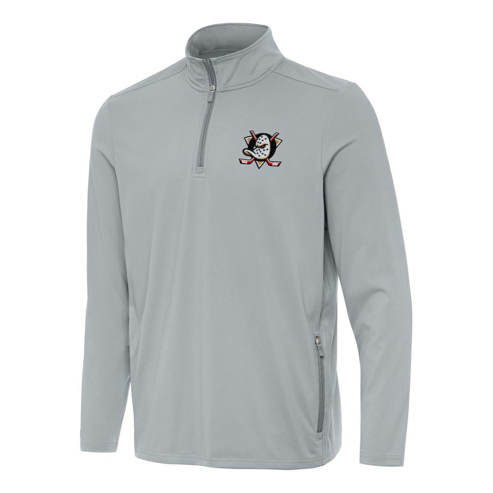 Anaheim Ducks Antigua Perilous Quarter-Zip Sweatshirt - Gray | US 202233966