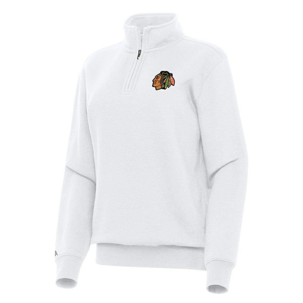 Chicago Blackhawks Antigua Women's Victory Quarter-Zip Sweatshirt - White | US 202234023