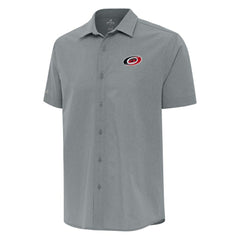 Carolina Hurricanes Antigua Activate Woven Short Sleeve Button-Up Shirt - Gray | US 202234062