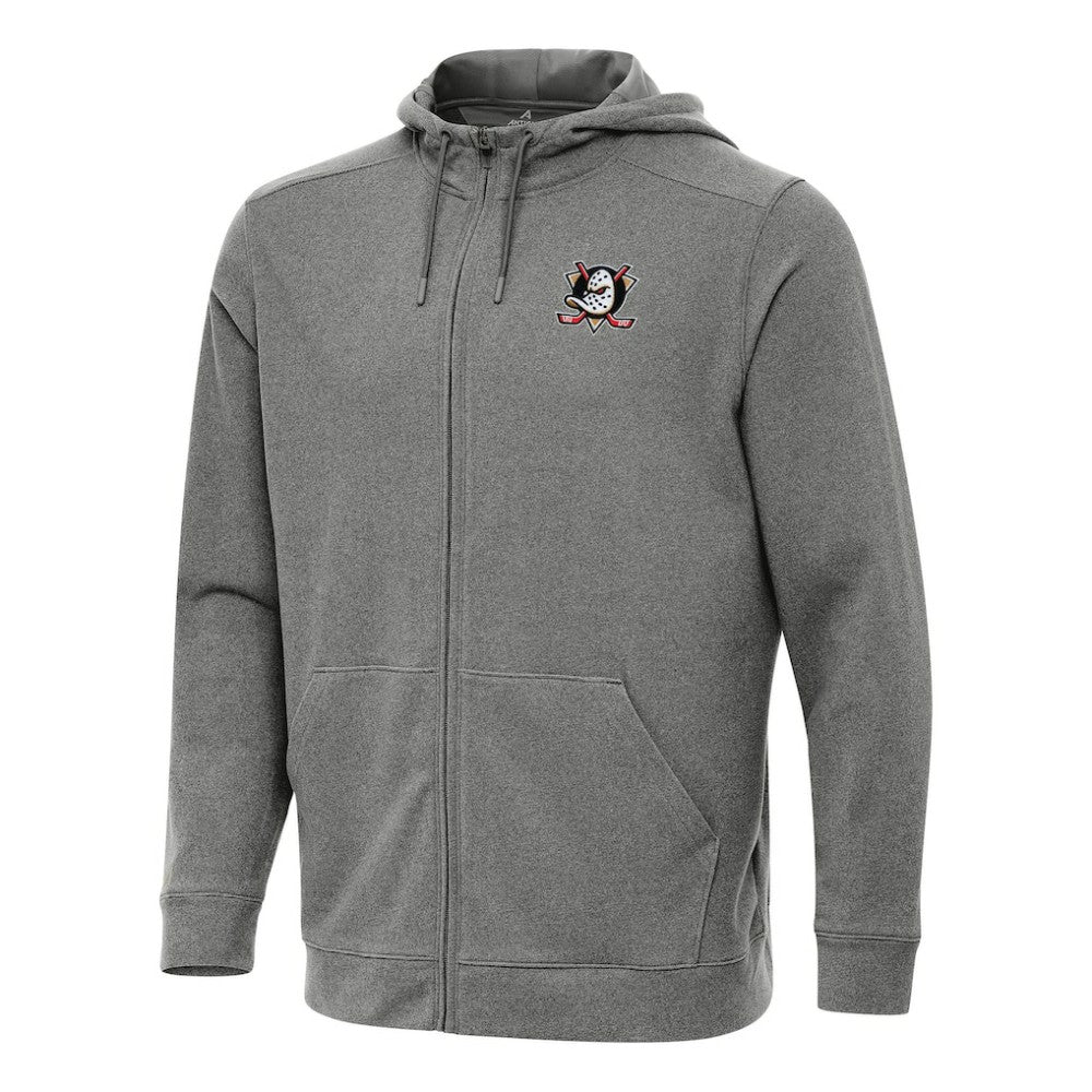 Anaheim Ducks Antigua Effortless Full-Zip Hoodie Jacket - Heather Black | US 202234386