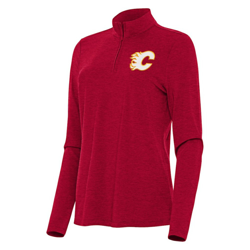 Calgary Flames Antigua Women's Bright Quarter-Zip Top - Heather Red | US 202234487