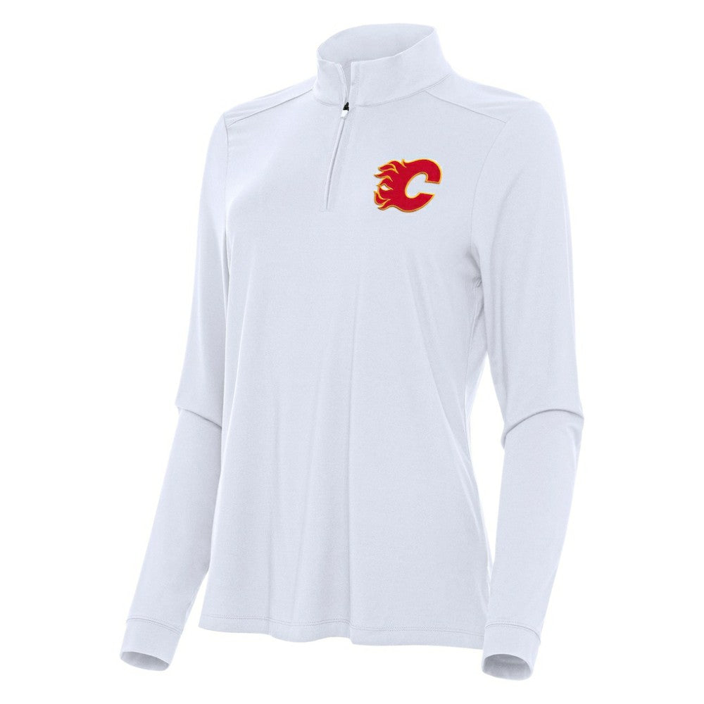 Calgary Flames Antigua Women's Intent Quarter-Zip Top - White | US 202234601