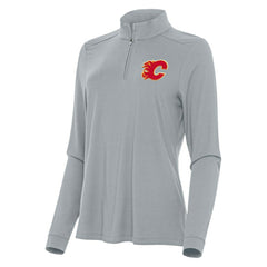 Calgary Flames Antigua Women's Intent Quarter-Zip Top - Gray | US 202234604