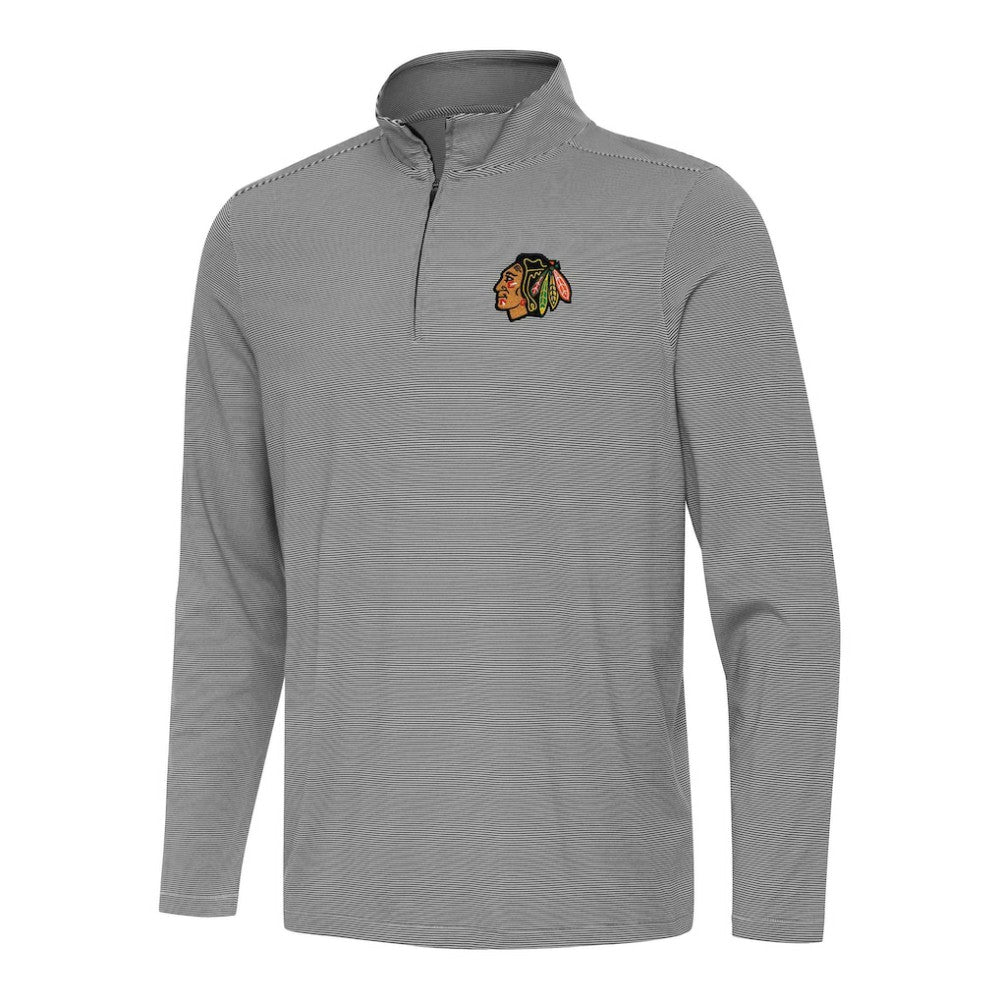 Chicago Blackhawks Antigua Twine Quarter-Zip Top - Black | US 202234660