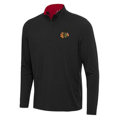 Chicago Blackhawks Antigua Content Quarter-Zip Pullover Top - Black/Red | US 202234700