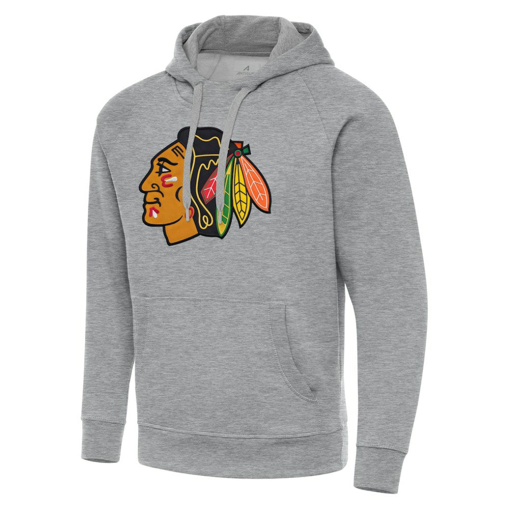 Chicago Blackhawks Antigua Big & Tall Victory Pullover Hoodie - Heather Gray | US 202235042