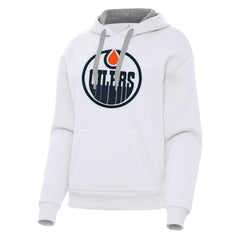 Edmonton Oilers Antigua Women's Victory Pullover Hoodie - White | US 202235599
