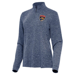 Florida Panthers Antigua Women's Mentor Quarter-Zip Mock Long Sleeve Top - Heather Navy | US 202235885