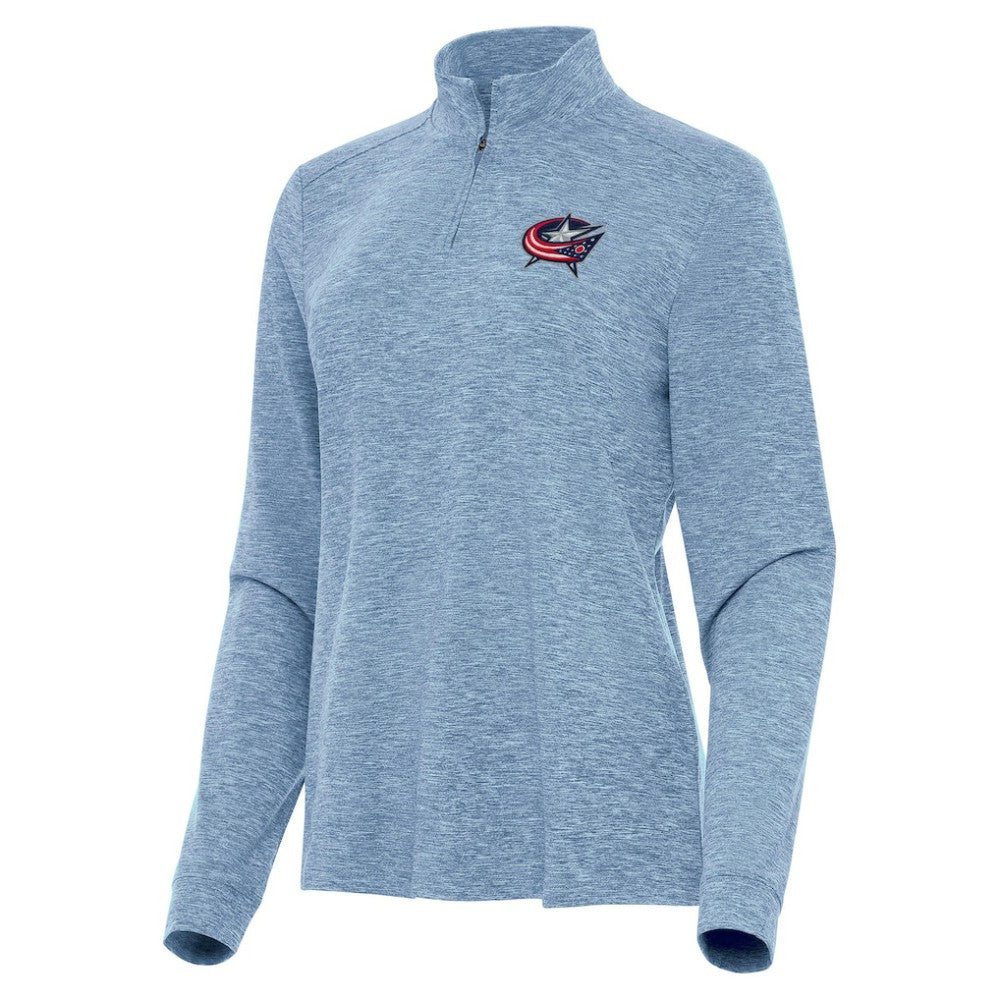 Columbus Blue Jackets Antigua Women's Mentor Quarter-Zip Mock Long Sleeve Top - Heather Aqua | US 202235888