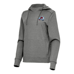 Colorado Avalanche Antigua Women's Justice Pullover Hoodie - Heather Black | US 202235987