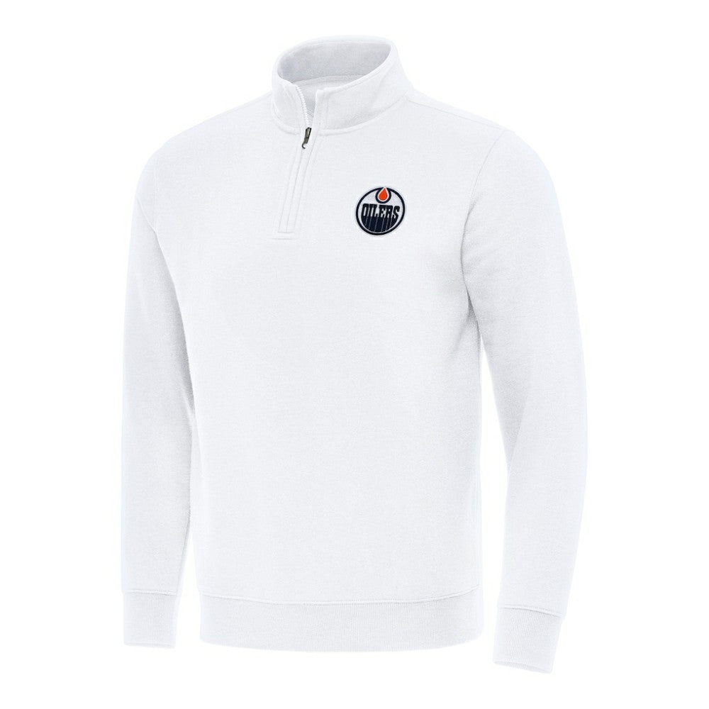 Edmonton Oilers Antigua Victory Quarter-Zip Mock Sweatshirt - White | US 202236251