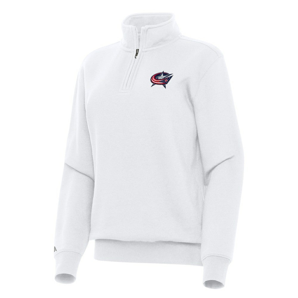 Columbus Blue Jackets Antigua Women's Victory Quarter-Zip Sweatshirt - White | US 202236254